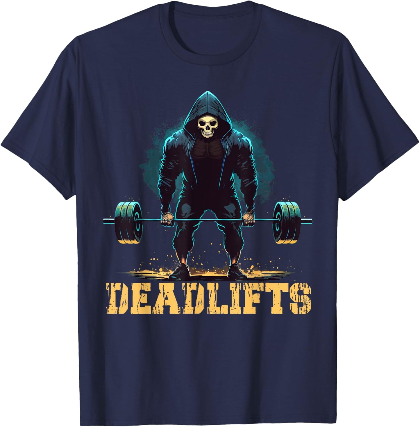 Deadlifts Gym Leg Day Grim Reaper Deadlifting Weights T-Shirt - T-Shirt | Navy