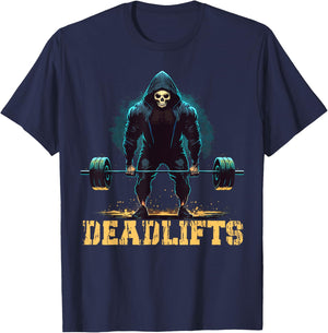 Deadlifts Gym Leg Day Grim Reaper Deadlifting Weights T-Shirt - T-Shirt | Navy