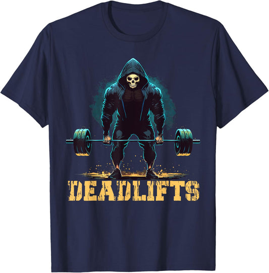 Deadlifts Gym Leg Day Grim Reaper Deadlifting Weights T-Shirt - T-Shirt | Navy