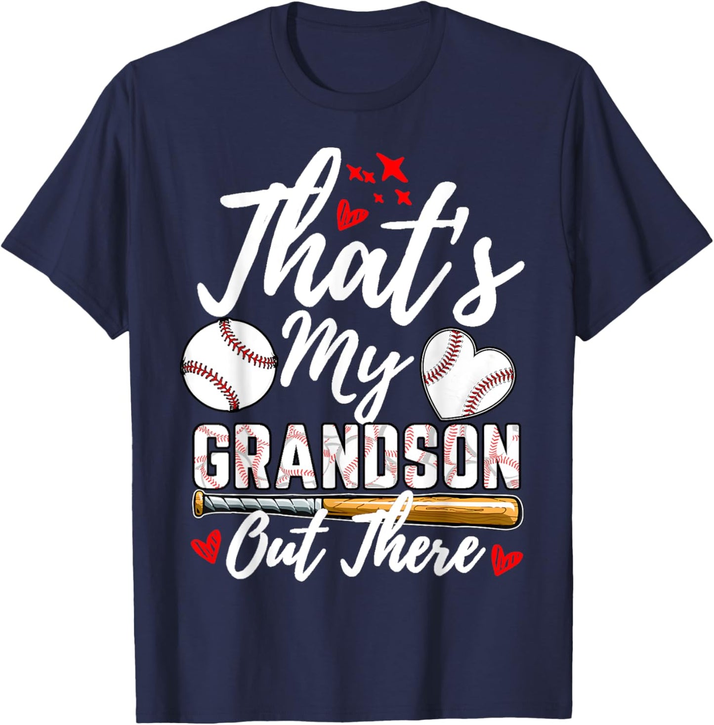 That's My Grandson Out There Baseball Grandma Mother's Day T-Shirt - T-Shirt | Navy