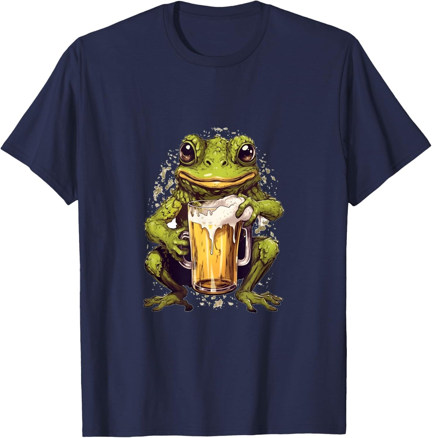 Frog Beer Drinking Funny Beer Drinker Frogs Toad Amphibian T-Shirt - T-Shirt | Navy