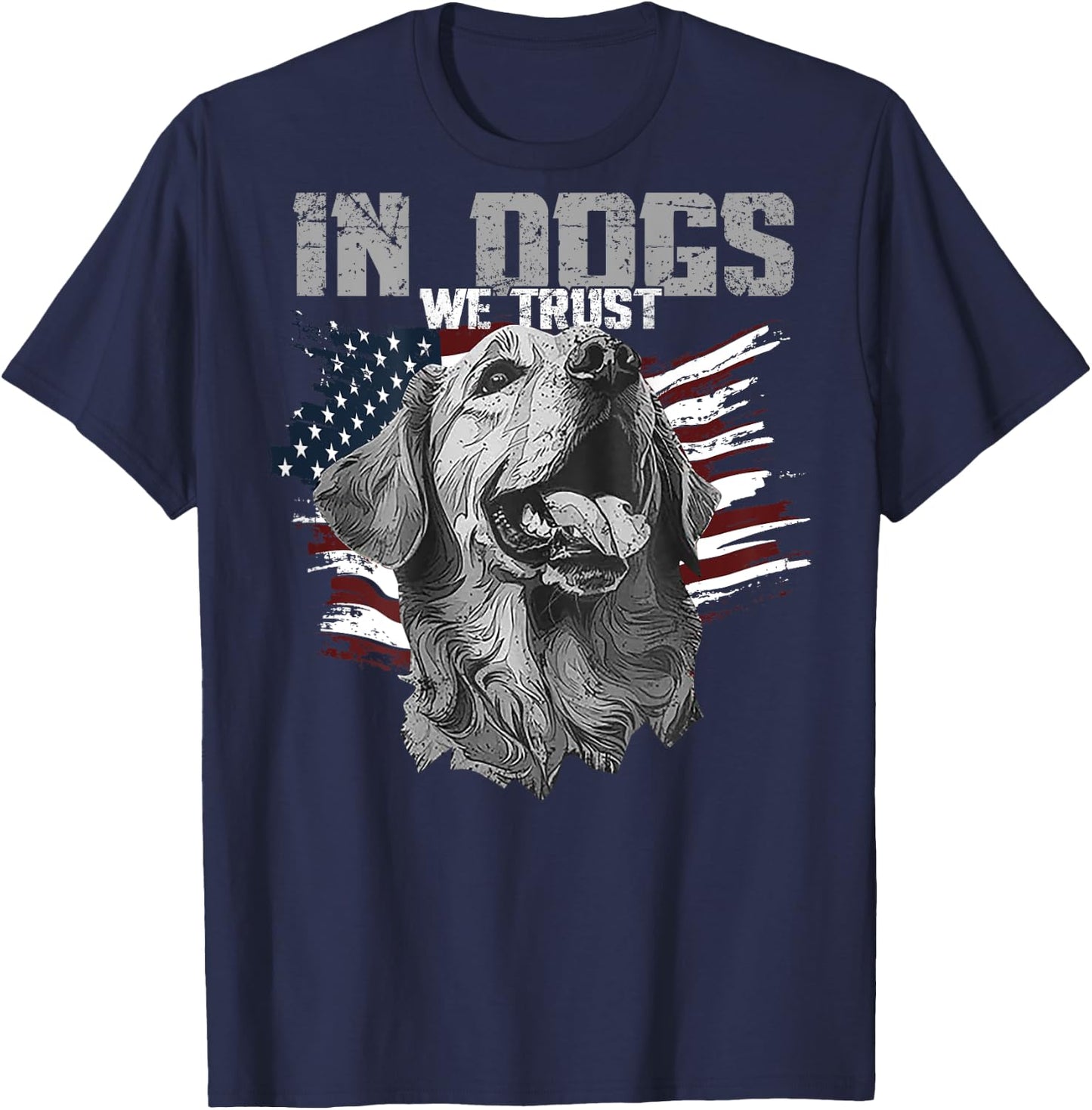 Golden Retriever In Dogs We Trust (on back) T-Shirt - T-Shirt | Navy