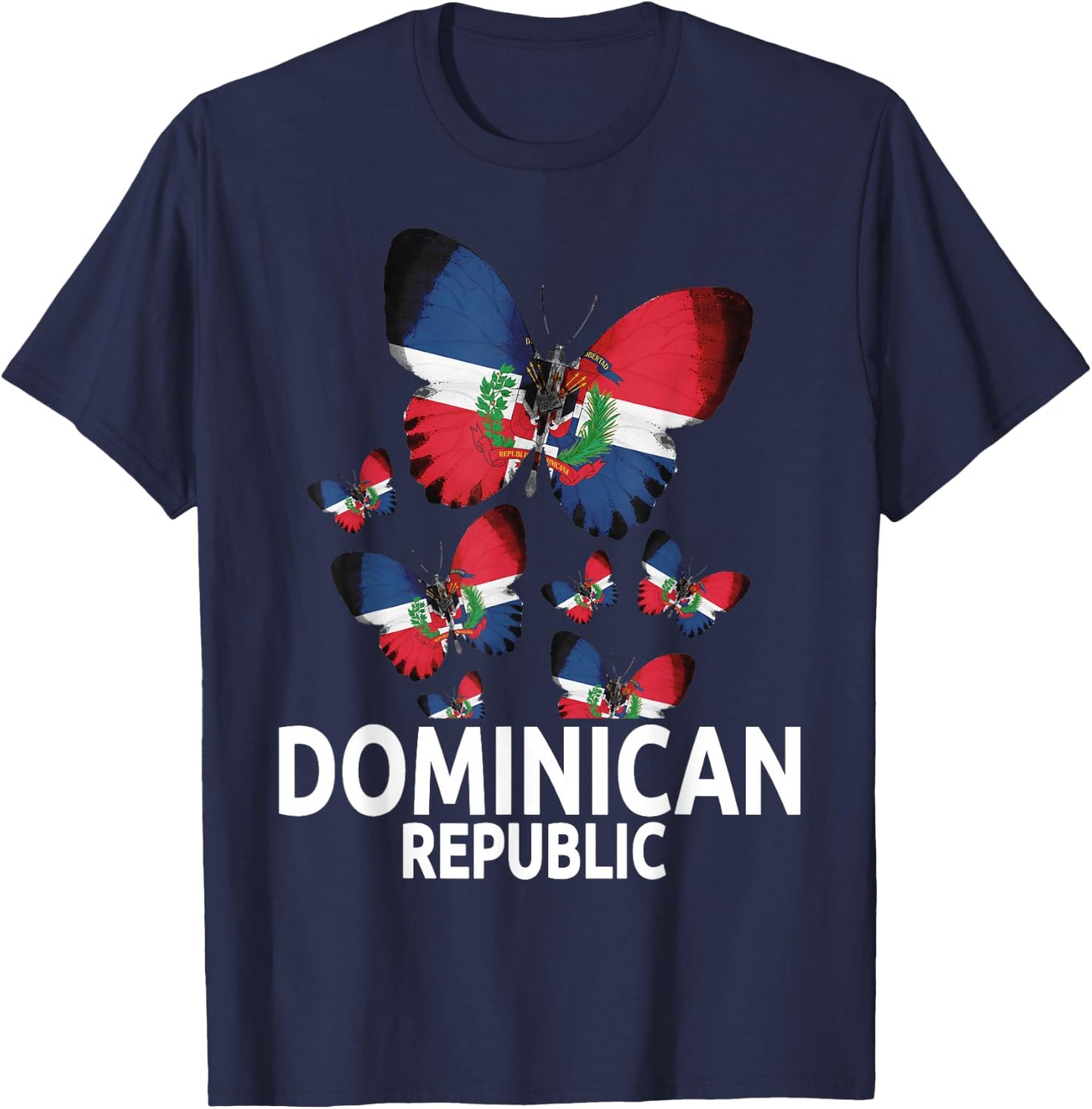 Republica Dominicana Butterfly & Dominican Flag T-Shirt - T-Shirt | Navy