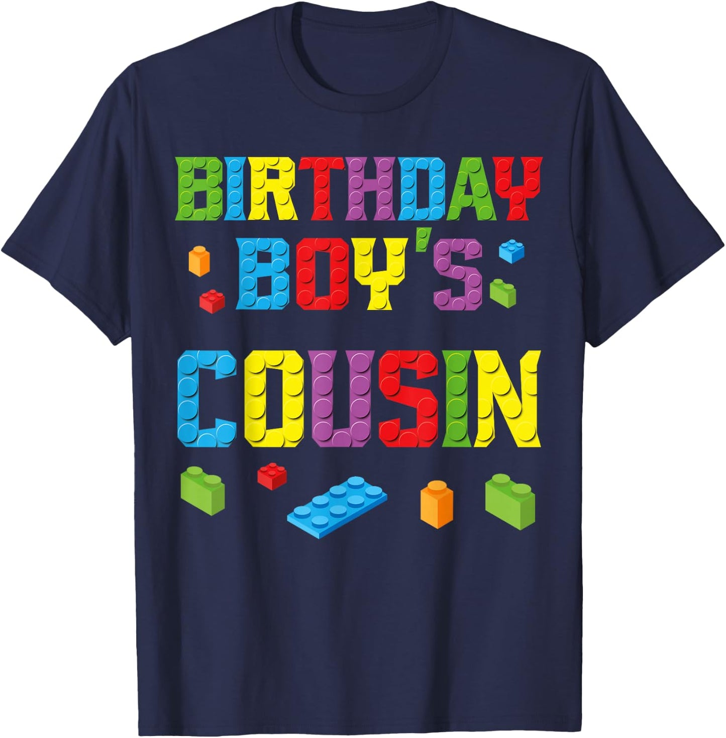 Master Builder Birthday Boy's Cousin Building Bricks Blocks T-Shirt - T-Shirt | Navy