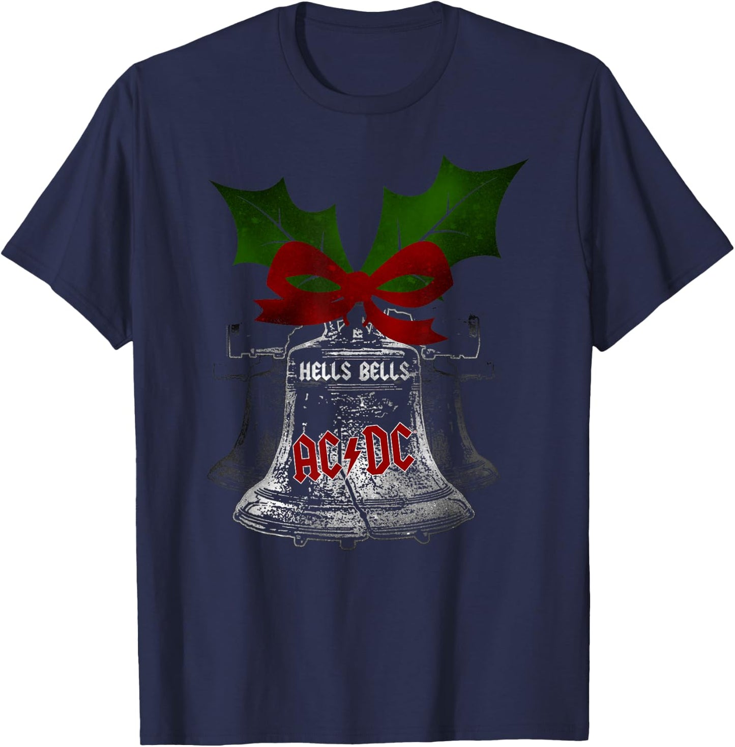 Official AC/DC Hells Bells Christmas Merch for Music Fans T-Shirt - T-Shirt | Navy