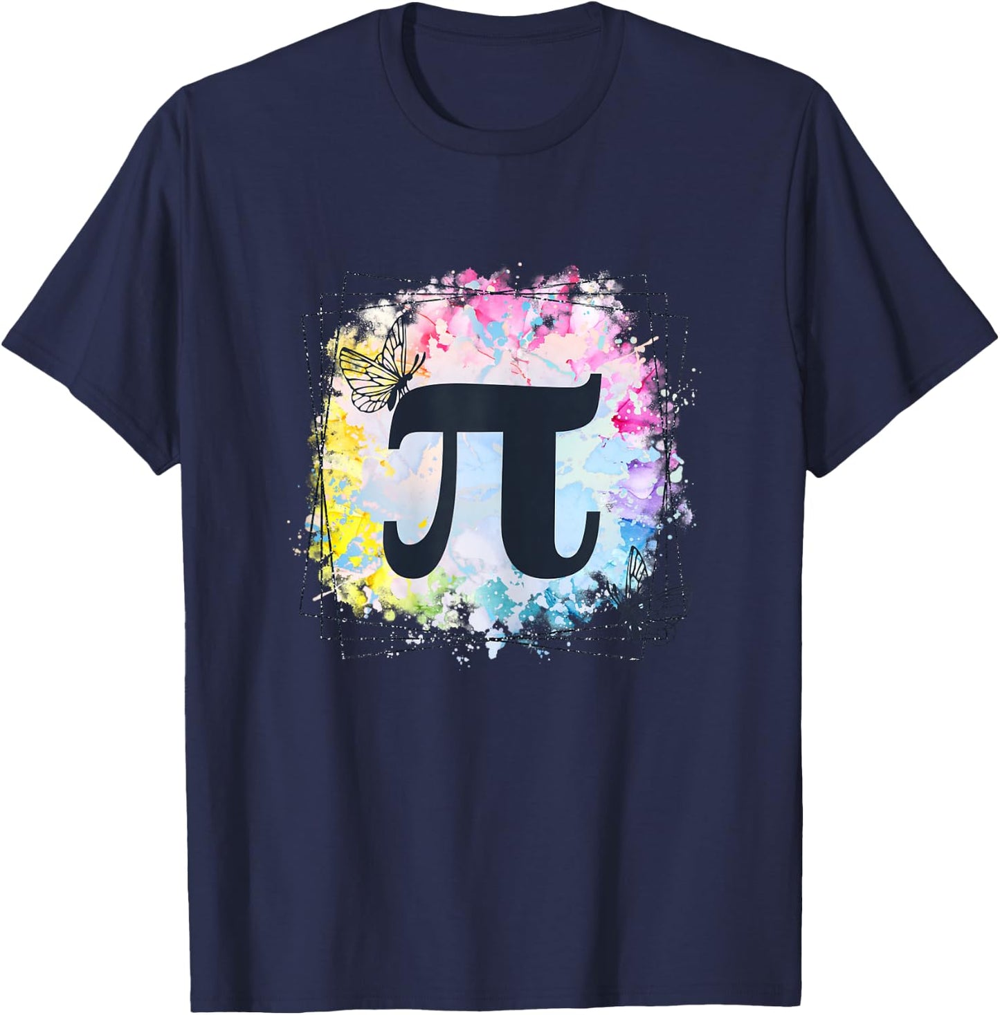 Pi Day Girly Rainbow Butterfly Colorful Geometry Math T-Shirt - T-Shirt | Navy