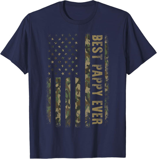 Best Pappy Ever Camouflage American Flag Father's Day Women Men T-Shirt - T-Shirt | Navy