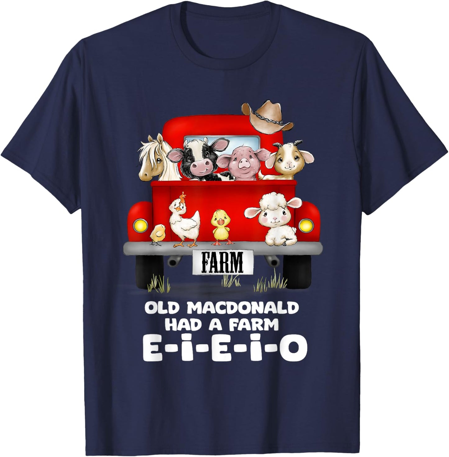 Toddler Kids Old MacDonald Had a Farm E-I-E-I-O Nursery Song T-Shirt - T-Shirt | Navy