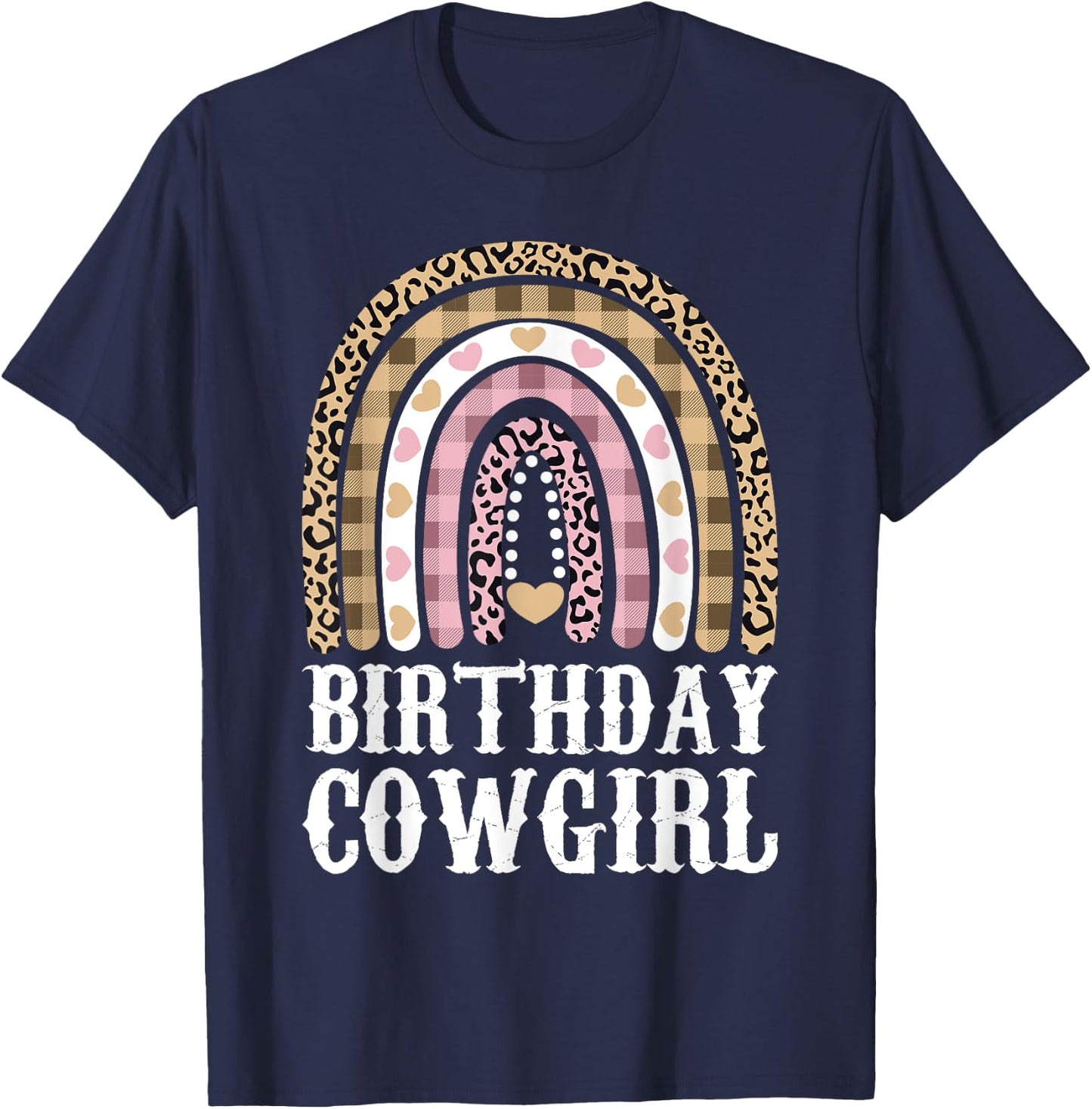 Birthday Cowgirl Outfit Rainbow Girl Cowboy Western Kid Bday T-Shirt - T-Shirt | Navy