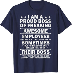 Funny Proud Boss Employee Appreciation Office Men Funny Boss T-Shirt - T-Shirt | Navy