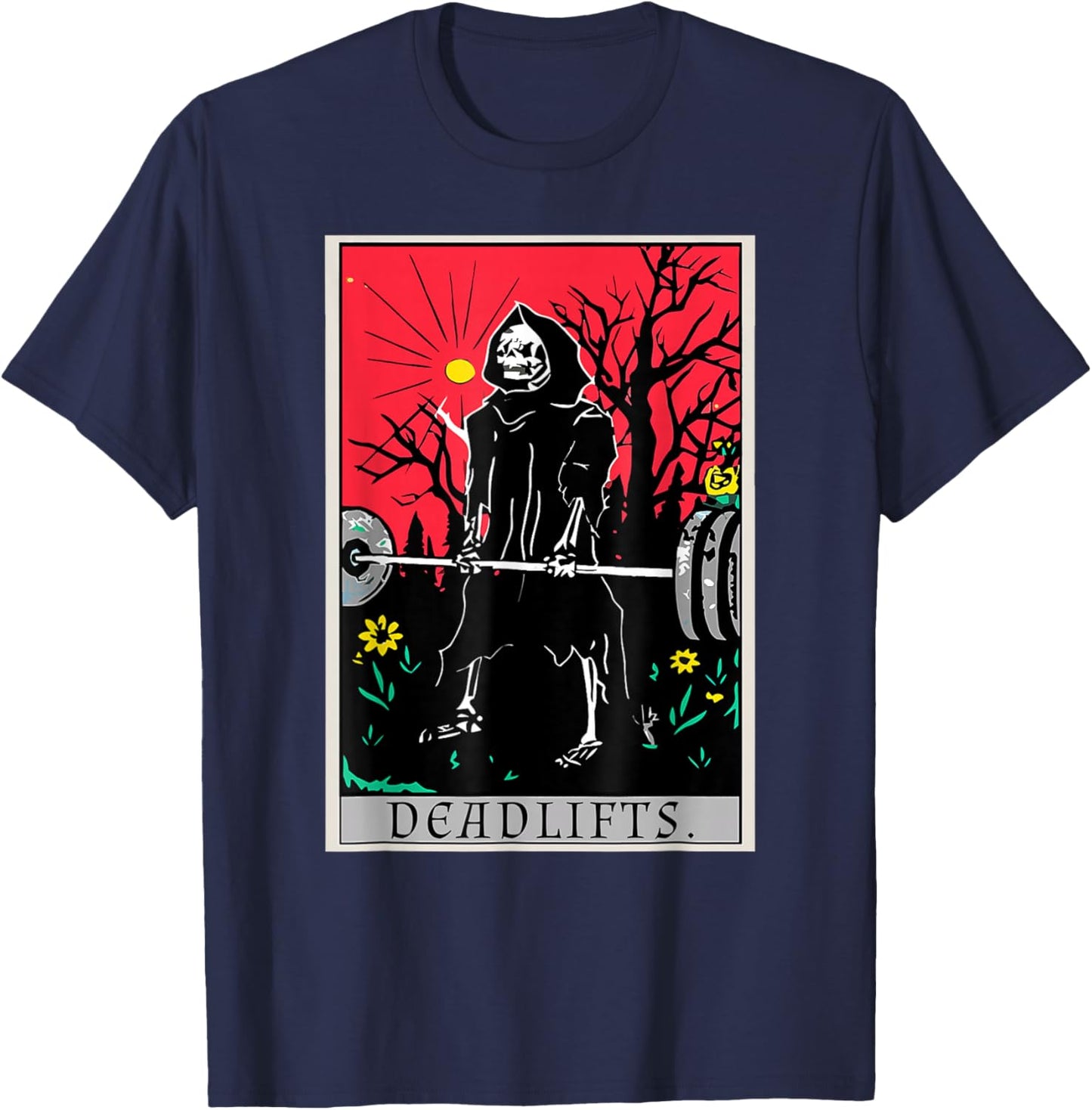 Tarot Card Funny Gym Deadlifts Workout Deadlift Fitness T-Shirt - T-Shirt | Navy