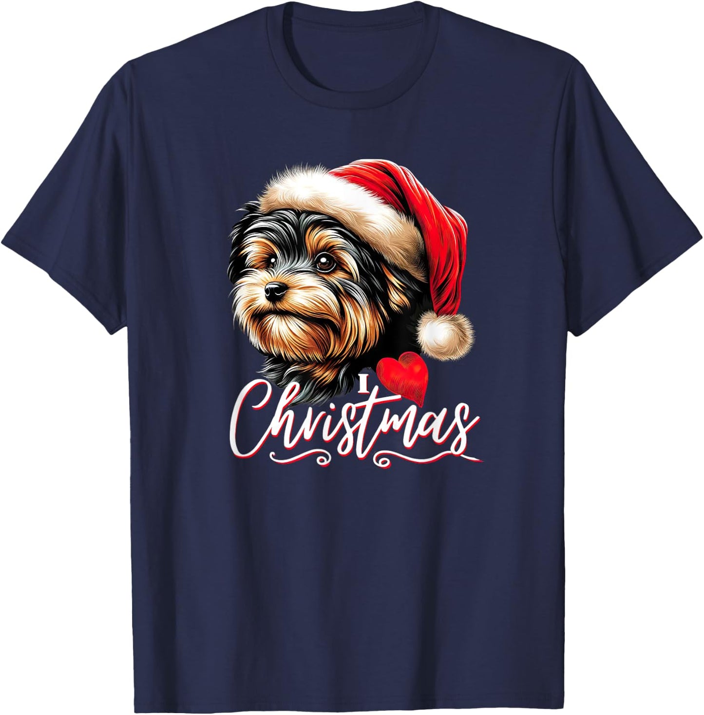 Yorkie Poo I Love Christmas T-Shirt - T-Shirt | Navy