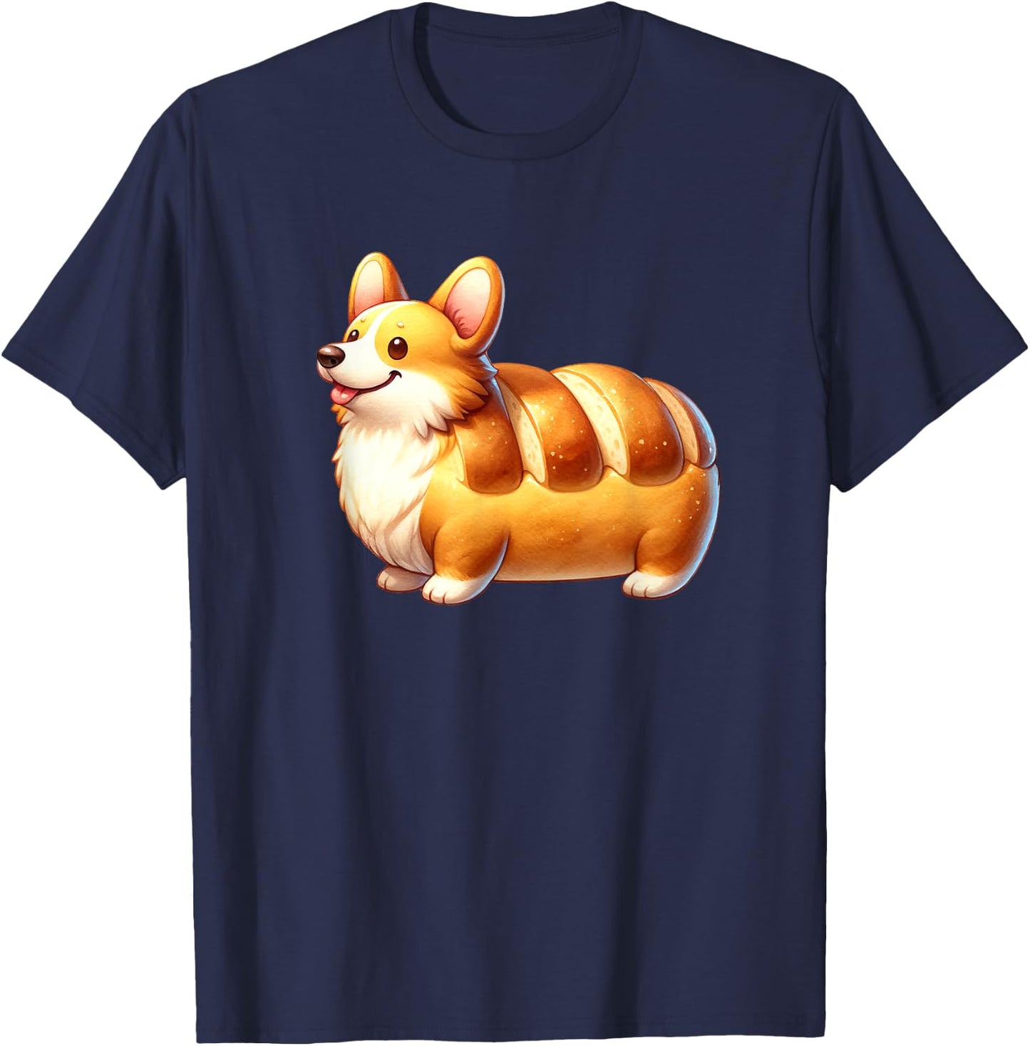 My Corgi Is Bread Cute Funny Corgi Loaf | Dog Lover T-Shirt - T-Shirt | Navy