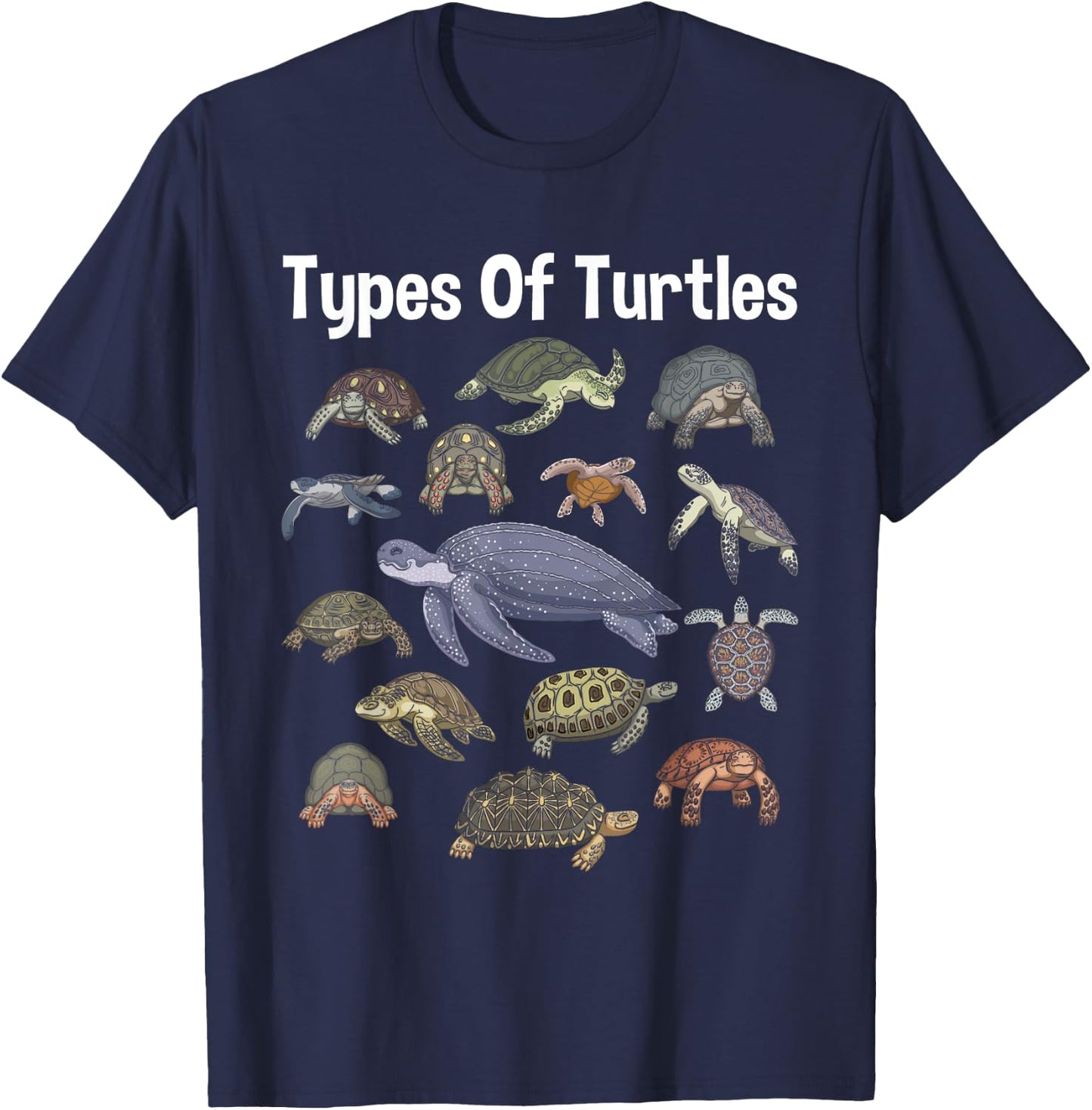 Types Of Turtles - Sea Ocean Animal Reptile Lover Zookeeper T-Shirt - T-Shirt | Navy