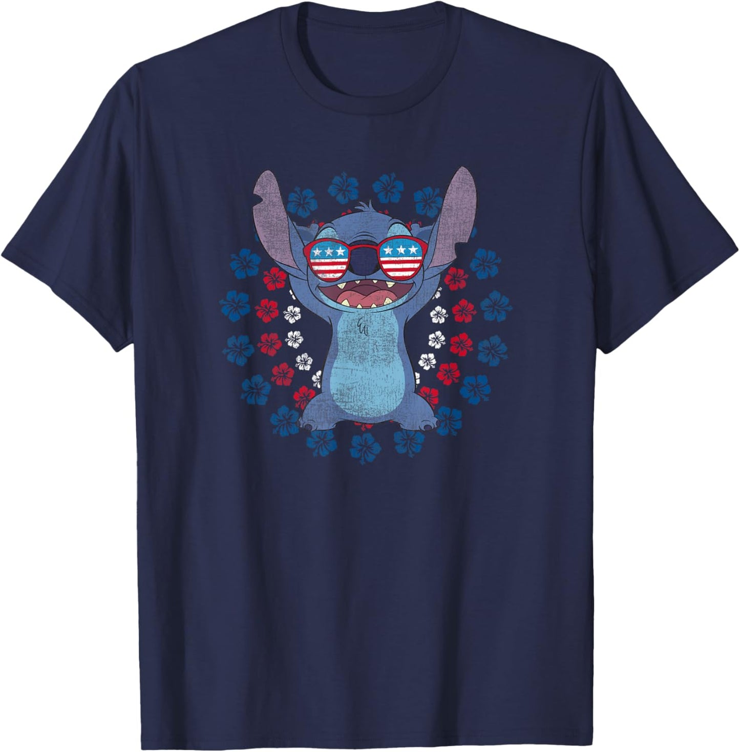 Disney Lilo & Stitch 4th of July Sunglasses Flag Americana T-Shirt - T-Shirt | Navy