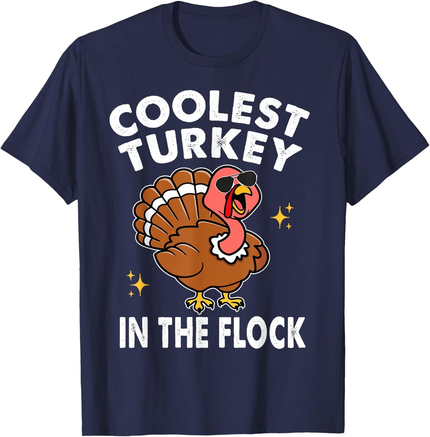 Coolest Turkey In The Flock Thanksgiving Shirts Kids Boys T-Shirt - T-Shirt | Navy