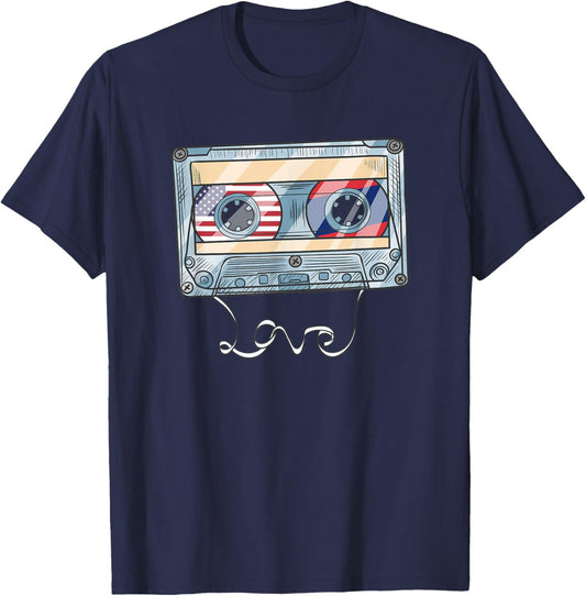 America USA American Laos Lao Laotian Mixed DNA Flag T-Shirt - T-Shirt | Navy