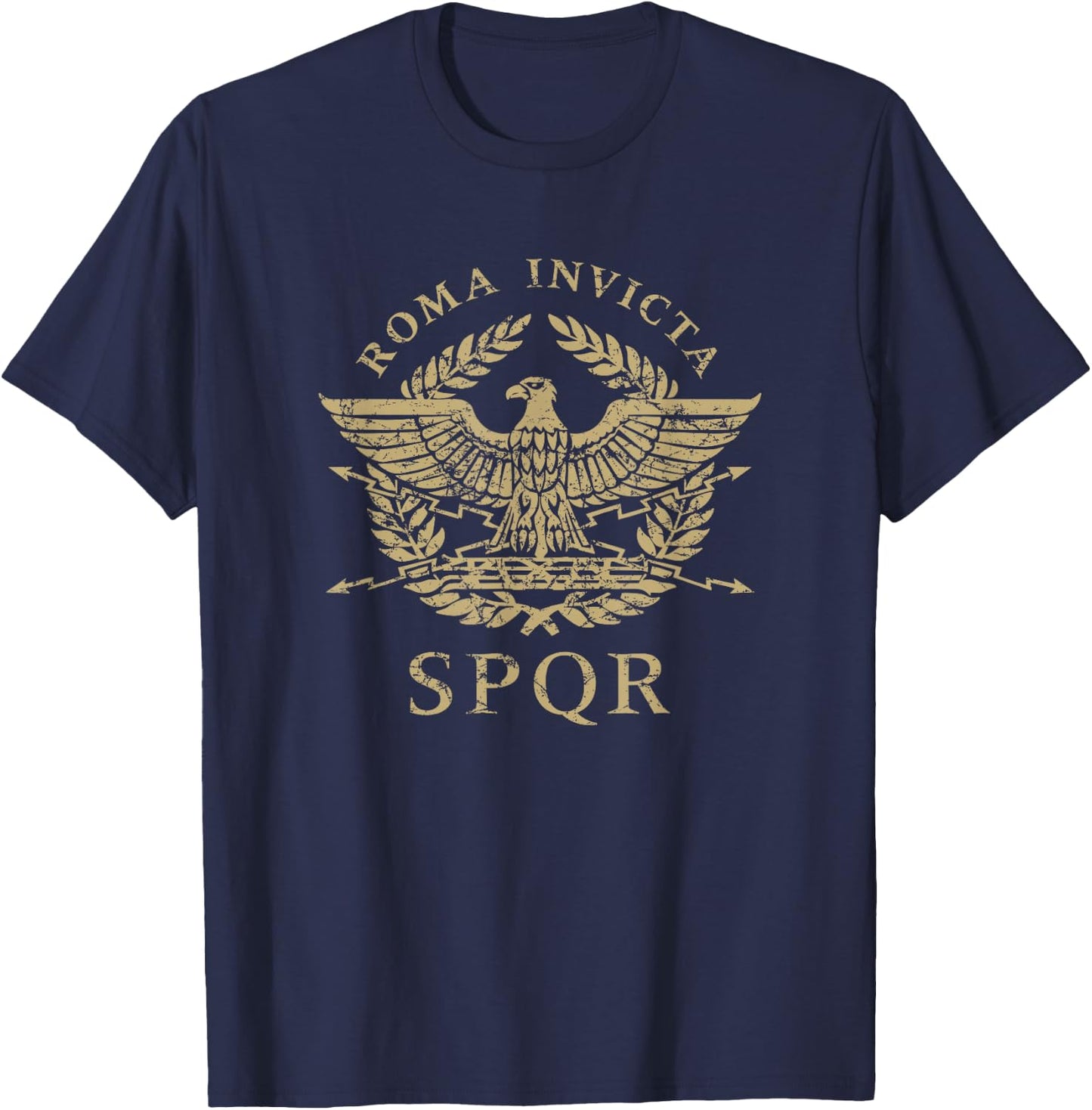 Roma Invicta SPQR Roman Eagle Distressed T-Shirt - T-Shirt | Navy