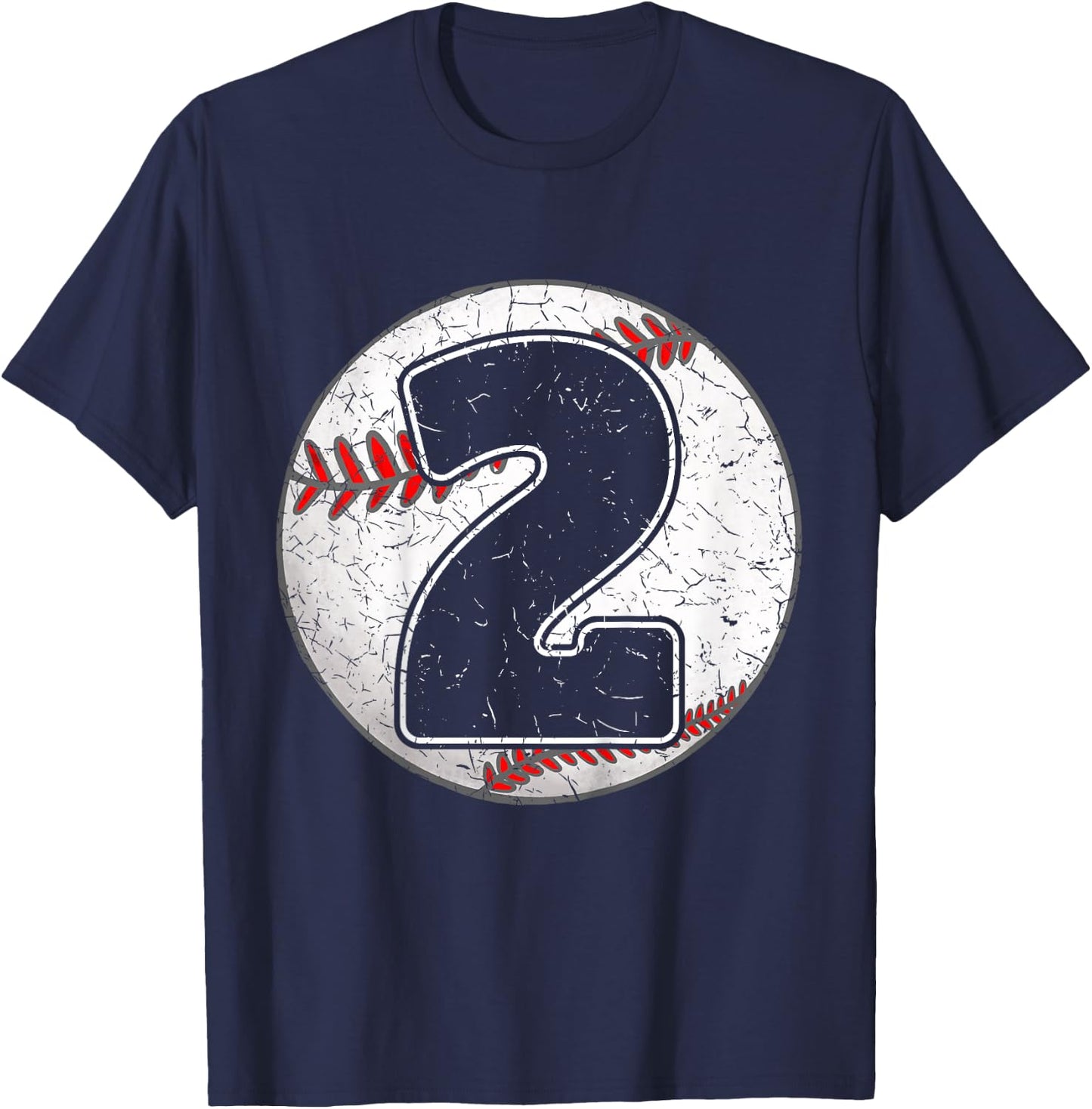 Kids Birthday Boy 2 Two Baseball 2nd Birthday Baseball Toddler T-Shirt - T-Shirt | Navy