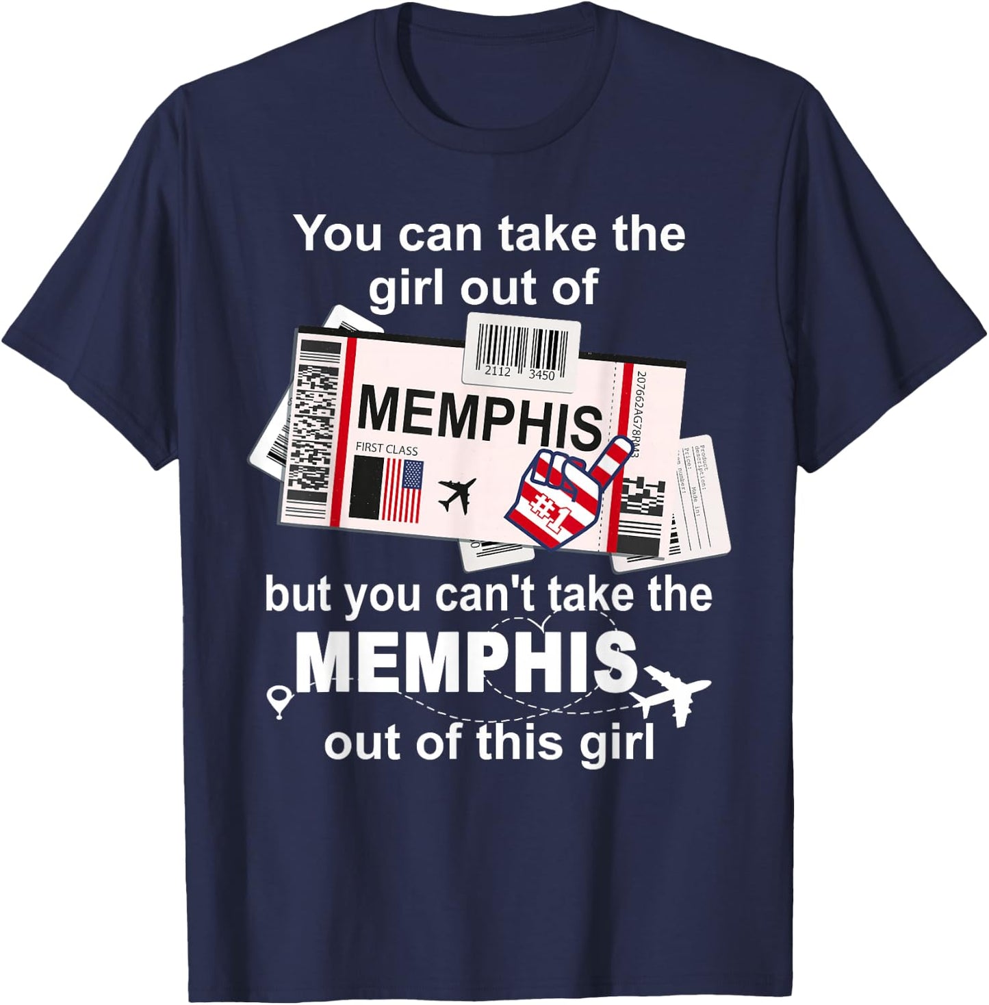 Memphis Boarding Pass - Memphis Girl T-Shirt - T-Shirt | Navy