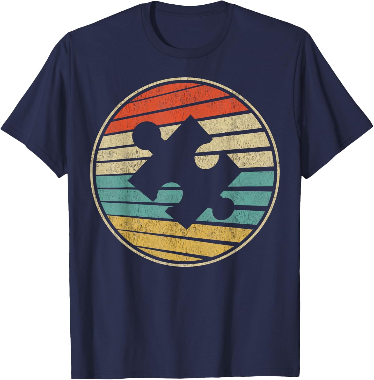 Autism Awareness Retro Vintage Autistic Kids Autism Puzzle T-Shirt - T-Shirt | Navy