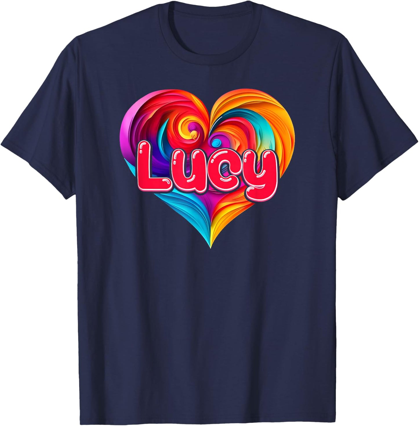 I Heart Love Lucy First Name Colorful Named T-Shirt - T-Shirt | Navy