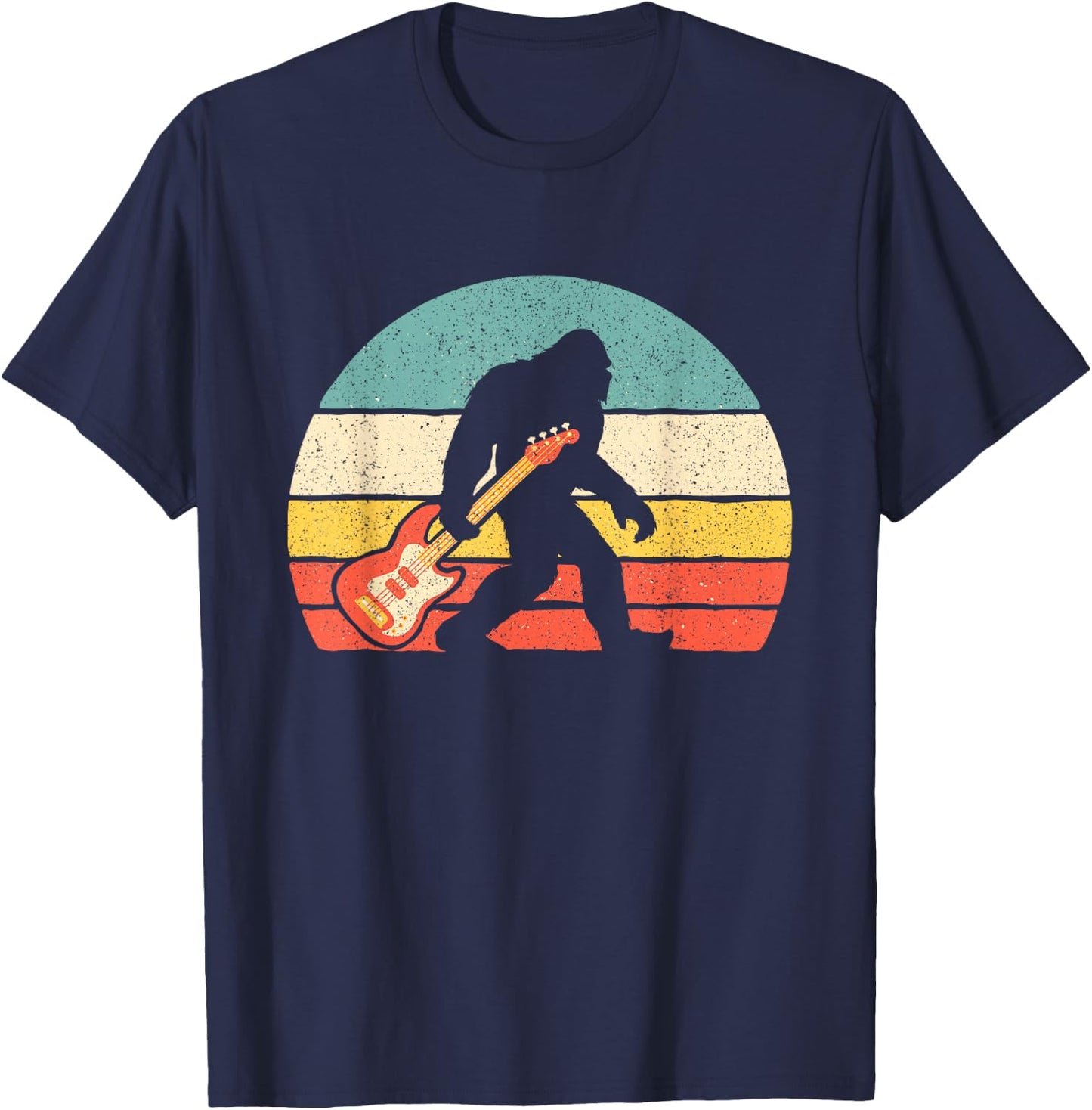 Bigfoot Bass Guitar - Bass Player Bassist Music Guitarist T-Shirt - T-Shirt | Navy