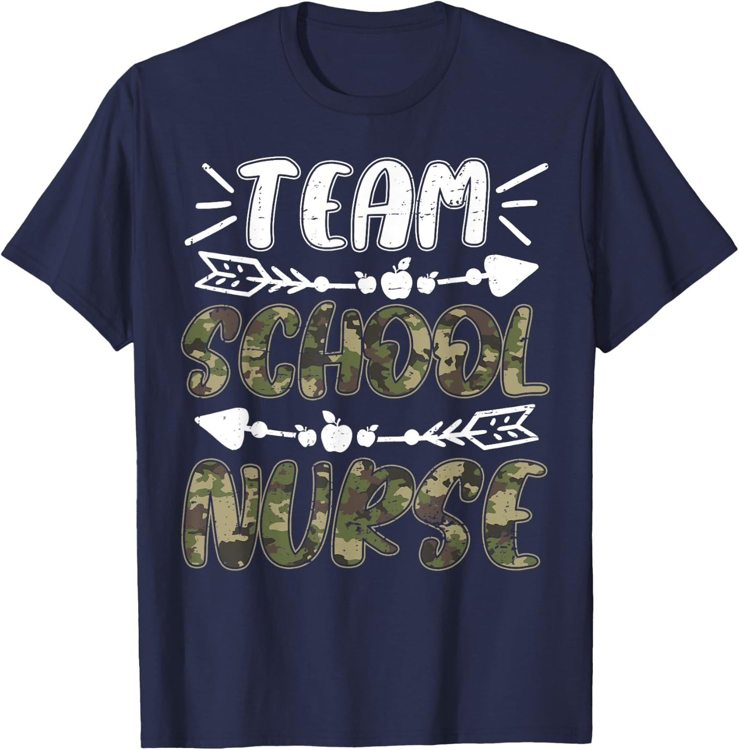 Funny Team School Nurse Camo Teacher Student Back To School Women T-Shirt - T-Shirt | Navy