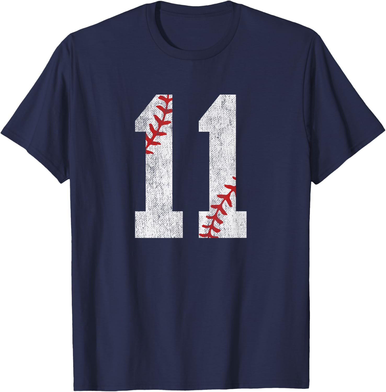 Number #11 Vintage 11th Birthday Baseball Lover 11 Years Old T-Shirt - T-Shirt | Navy