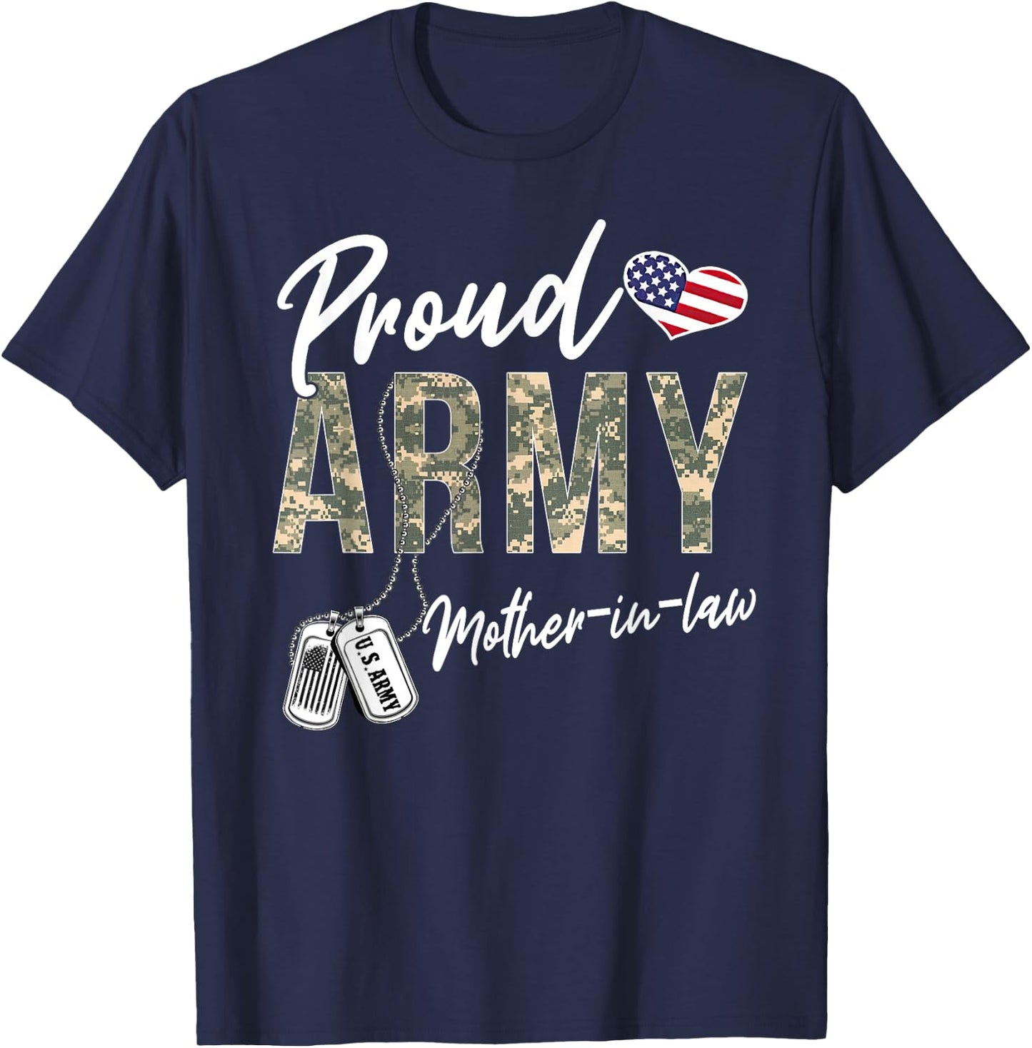Proud Army Mother-In-Law Army Graduation Army Mother-In-Law T-Shirt - T-Shirt | Navy