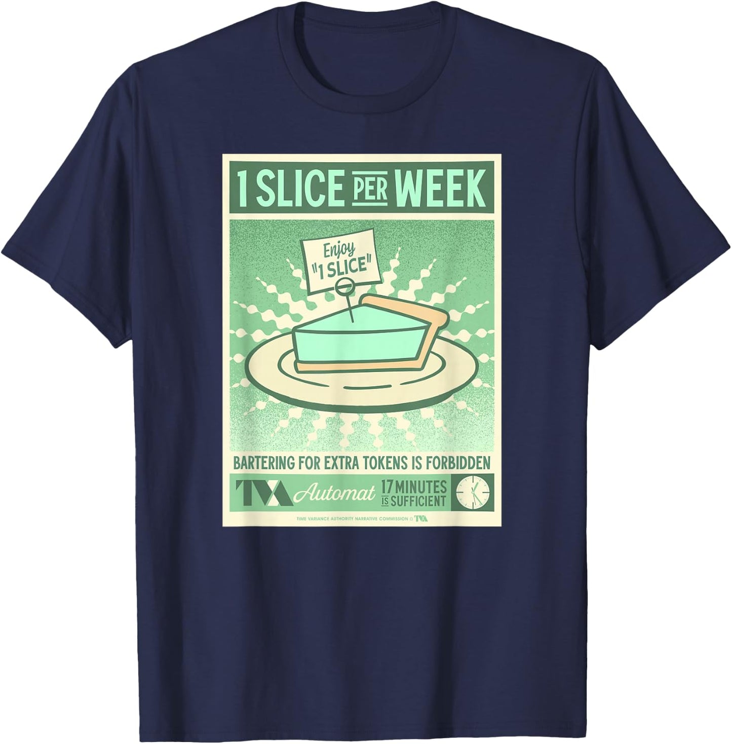 Marvel Studios Loki Season 2 TVA Automat 1 Slice of Pie MCU T-Shirt - T-Shirt | Navy