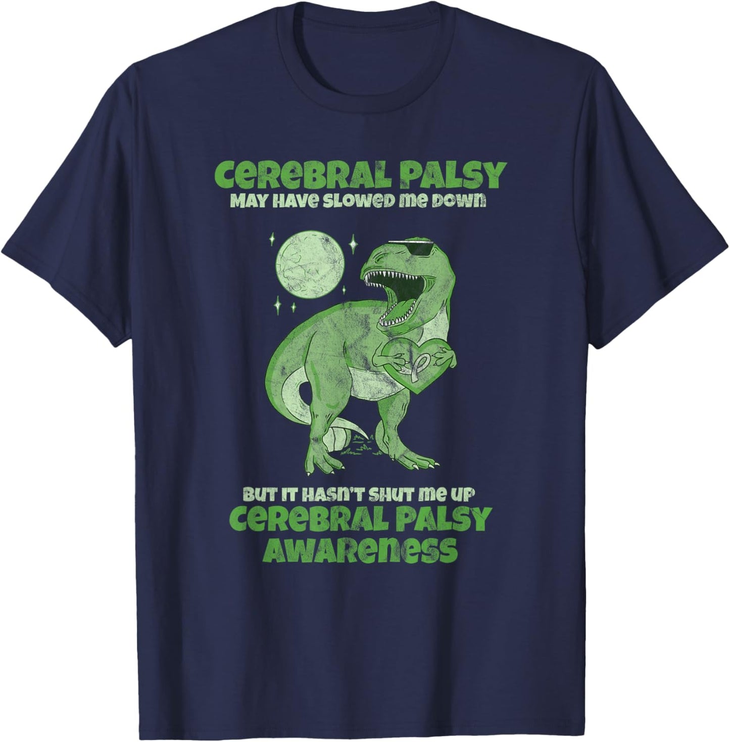 CP Brain Damage Cute Dinosaur Kids Cerebral Palsy Awareness T-Shirt - T-Shirt | Navy