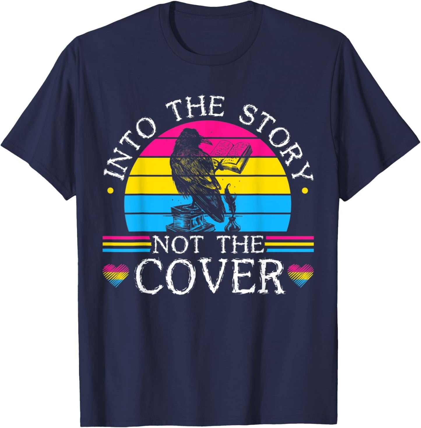 Into The Story Not Cover Funny Birds Book For Reading Lover T-Shirt - T-Shirt | Navy