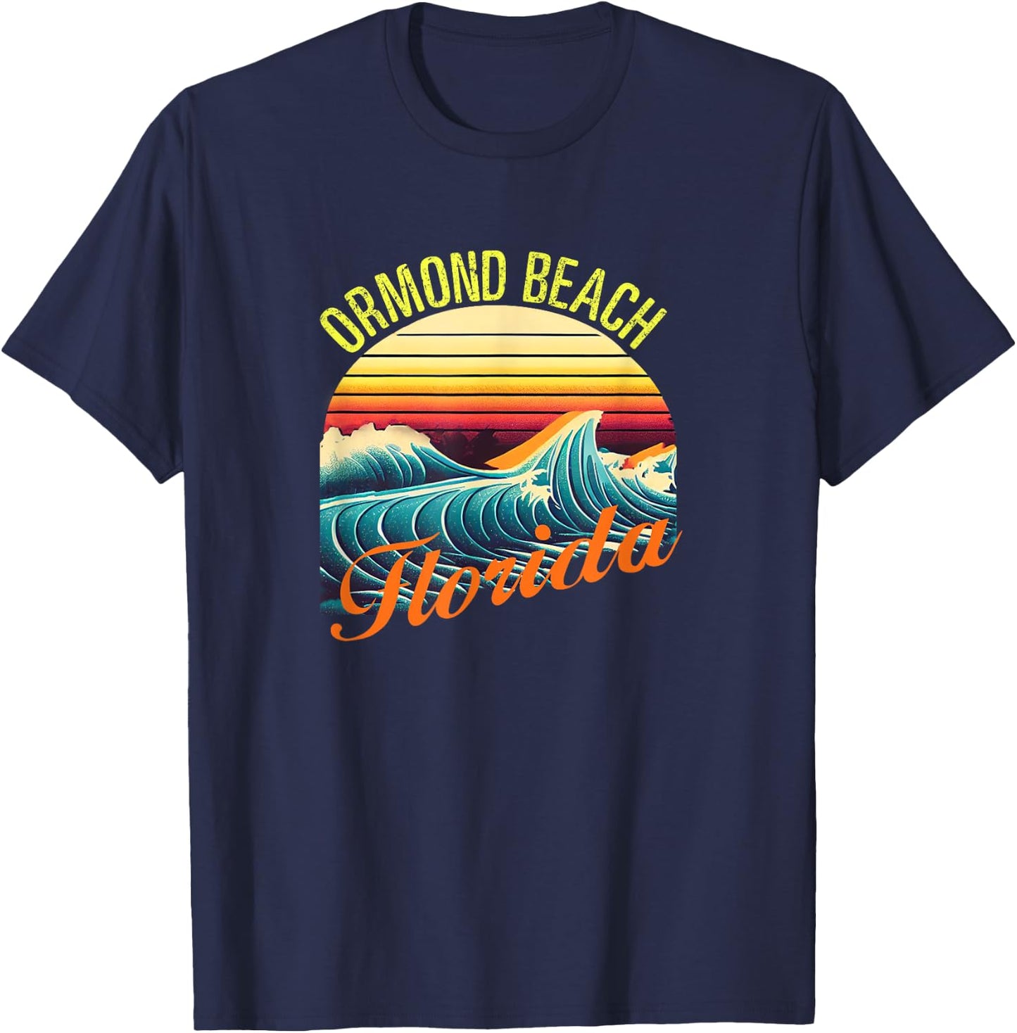 Ormond Beach Retro Surf Apparel & Beachwear, Ormond Beach T-Shirt - T-Shirt | Navy