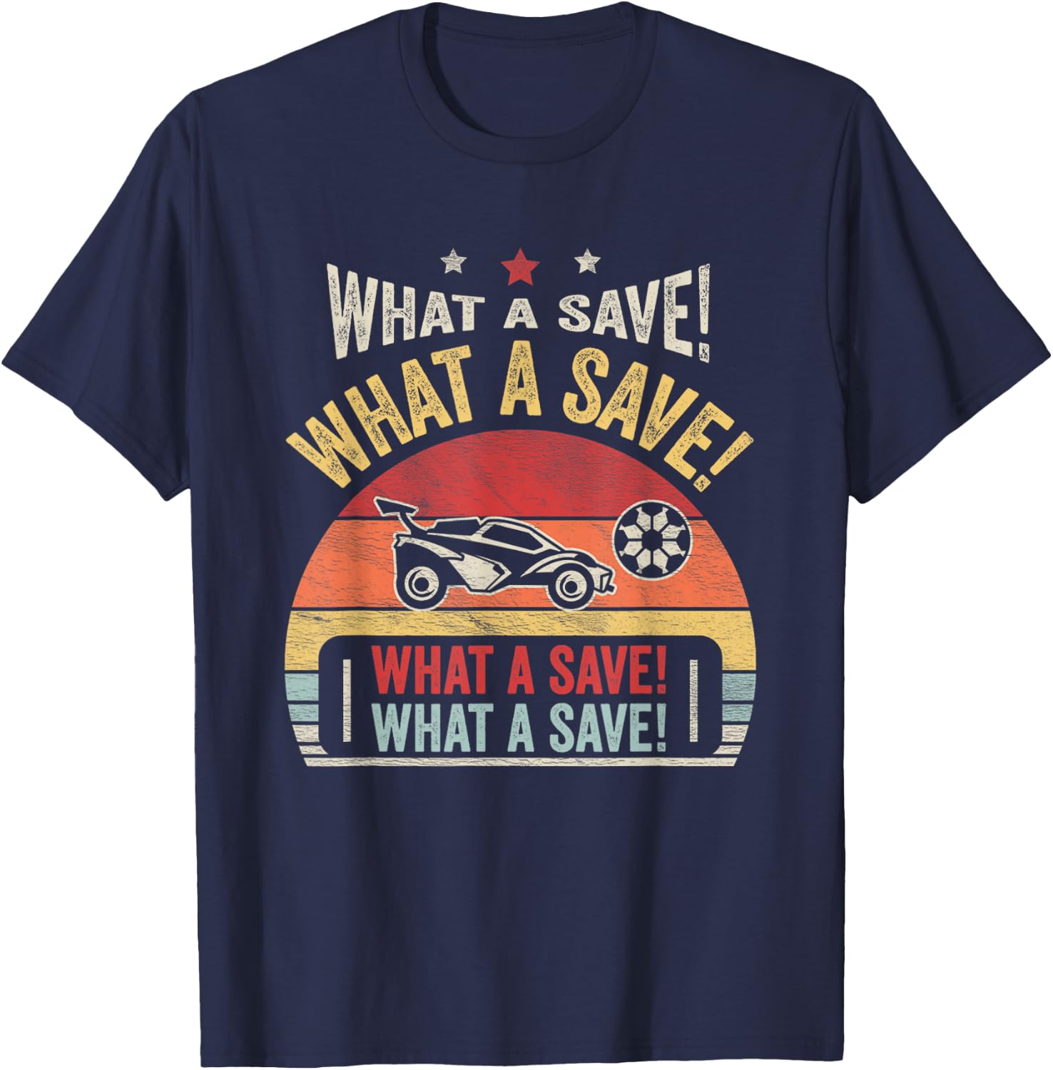 Vintage Retro What A Save Soccer Car League T-Shirt - T-Shirt | Navy