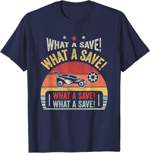 Vintage Retro What A Save Soccer Car League T-Shirt - T-Shirt | Navy