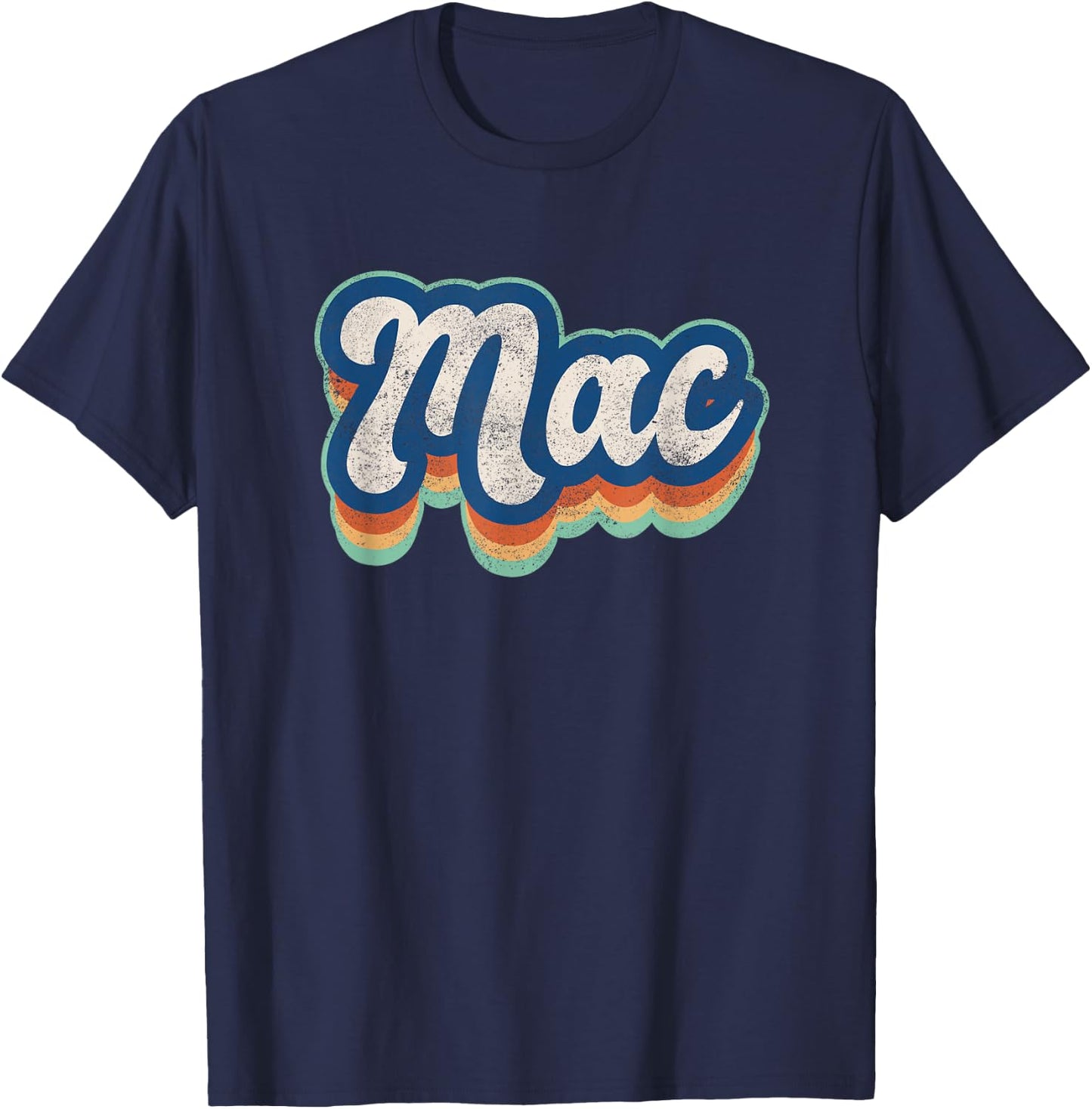 Mac First Name Boy Vintage Style 70s 80s Personalized T-Shirt - T-Shirt | Navy