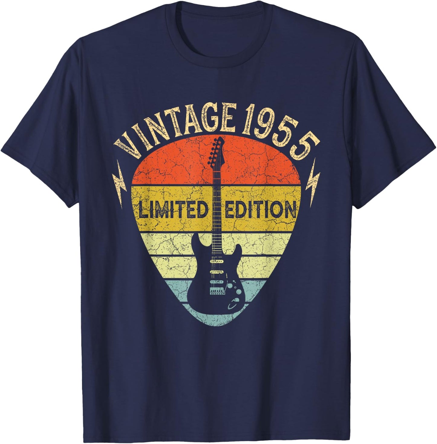 Guitar Lover 68 Years Old Gift, Vintage 1955 Limited Edition T-Shirt - T-Shirt | Navy