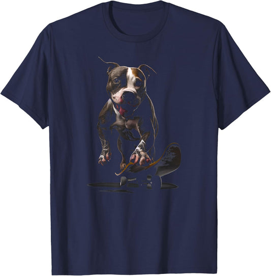 Art Colorful American Staffordshire Terrier T-Shirt - T-Shirt | Navy