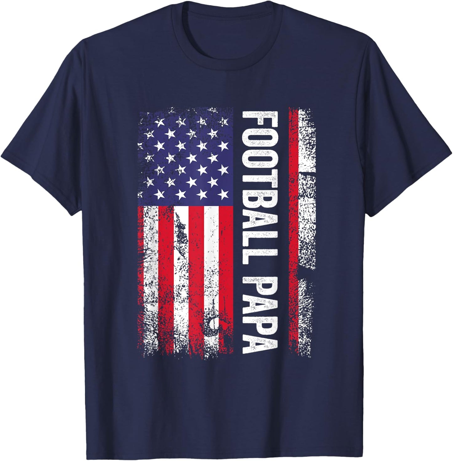 Football Papa American Flag USA Patriotic T-Shirt - T-Shirt | Navy