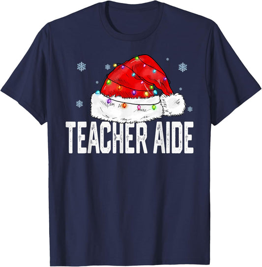 Teacher Aide Christmas Women Family Matching Group Xmas T-Shirt - T-Shirt | Navy