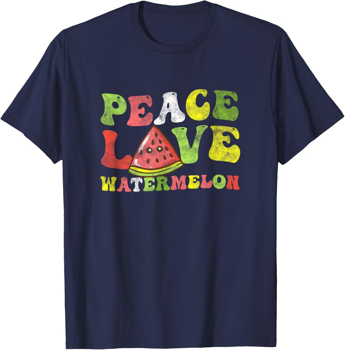 Peace Love Watermelon Summer Women T-Shirt - T-Shirt | Navy