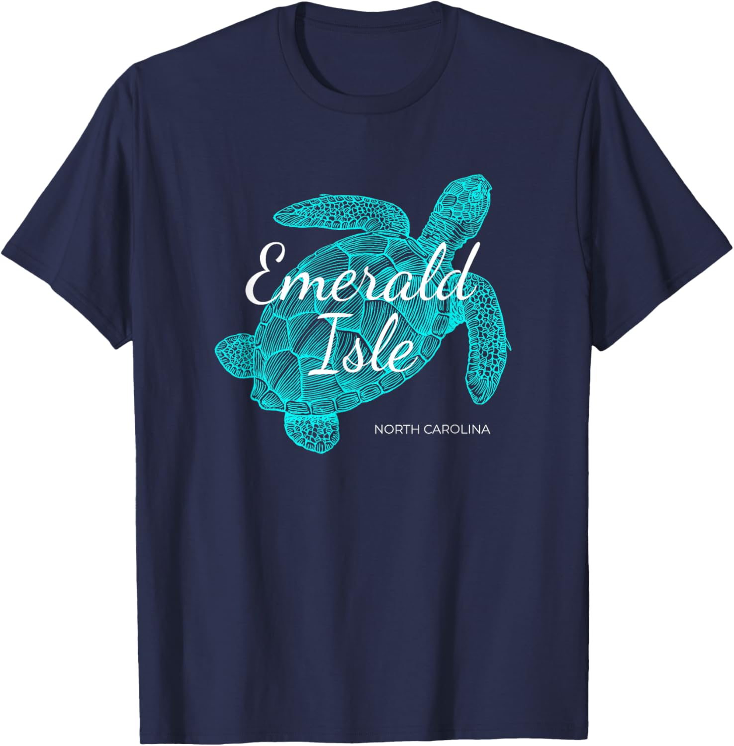 Emerald Isle North Carolina Vacation With A Turtle Graphic T-Shirt - T-Shirt | Navy