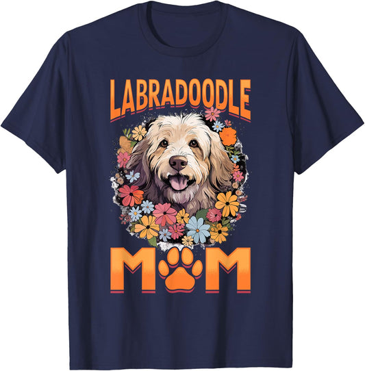 Labradoodle Dog Breed Pet Labradoodle Mom Men Women Girls Kids T-Shirt - T-Shirt | Navy