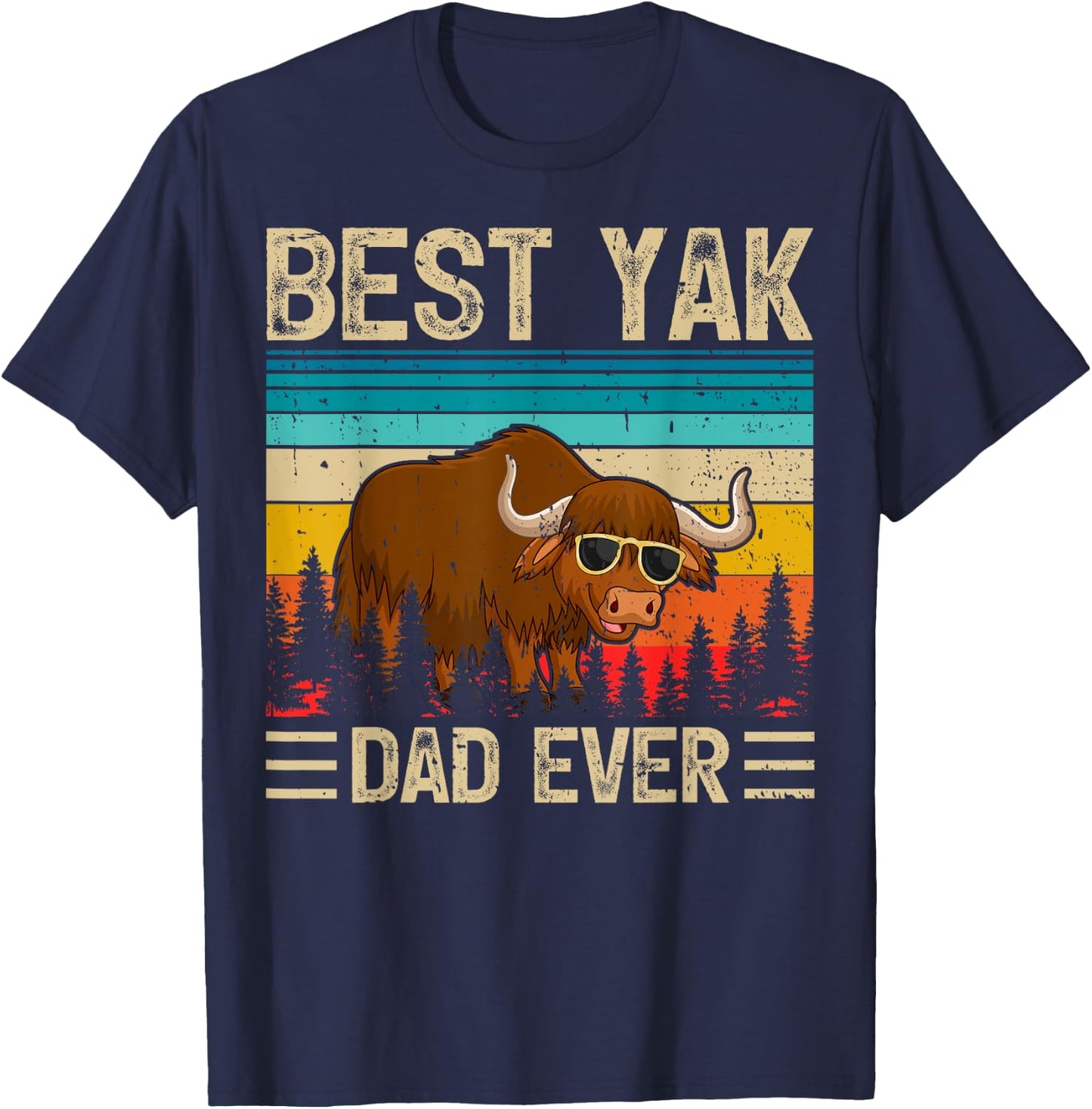 Yak Vintage Funny Best Yak Dad Ever Father's Day T-Shirt - T-Shirt | Navy