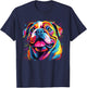 Watercolor Colorful Bulldog Dogs Women Kids T-Shirt - T-Shirt | Navy
