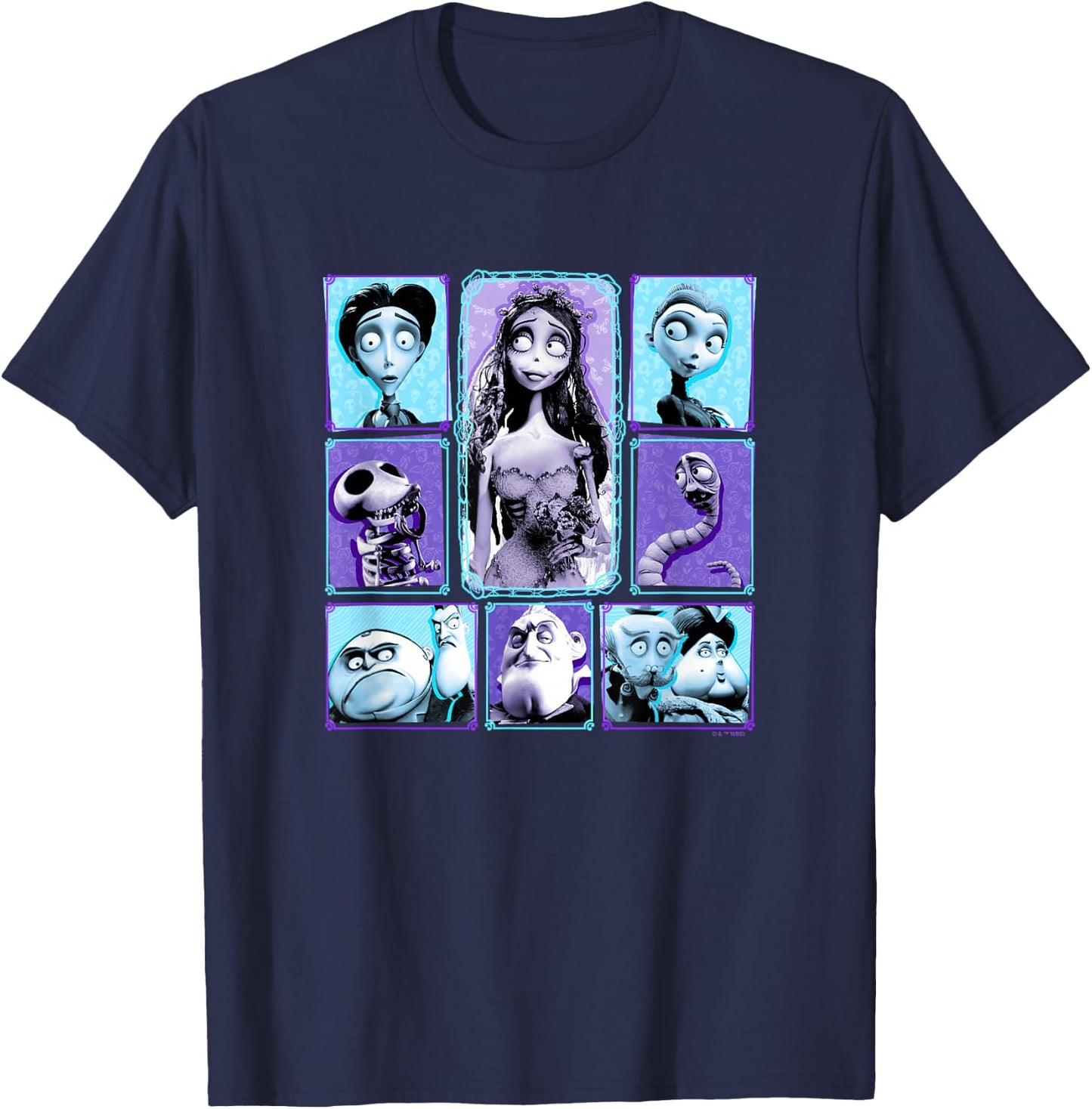 Corpse Bride Main Characters Panels Group Shot T-Shirt - T-Shirt | Navy