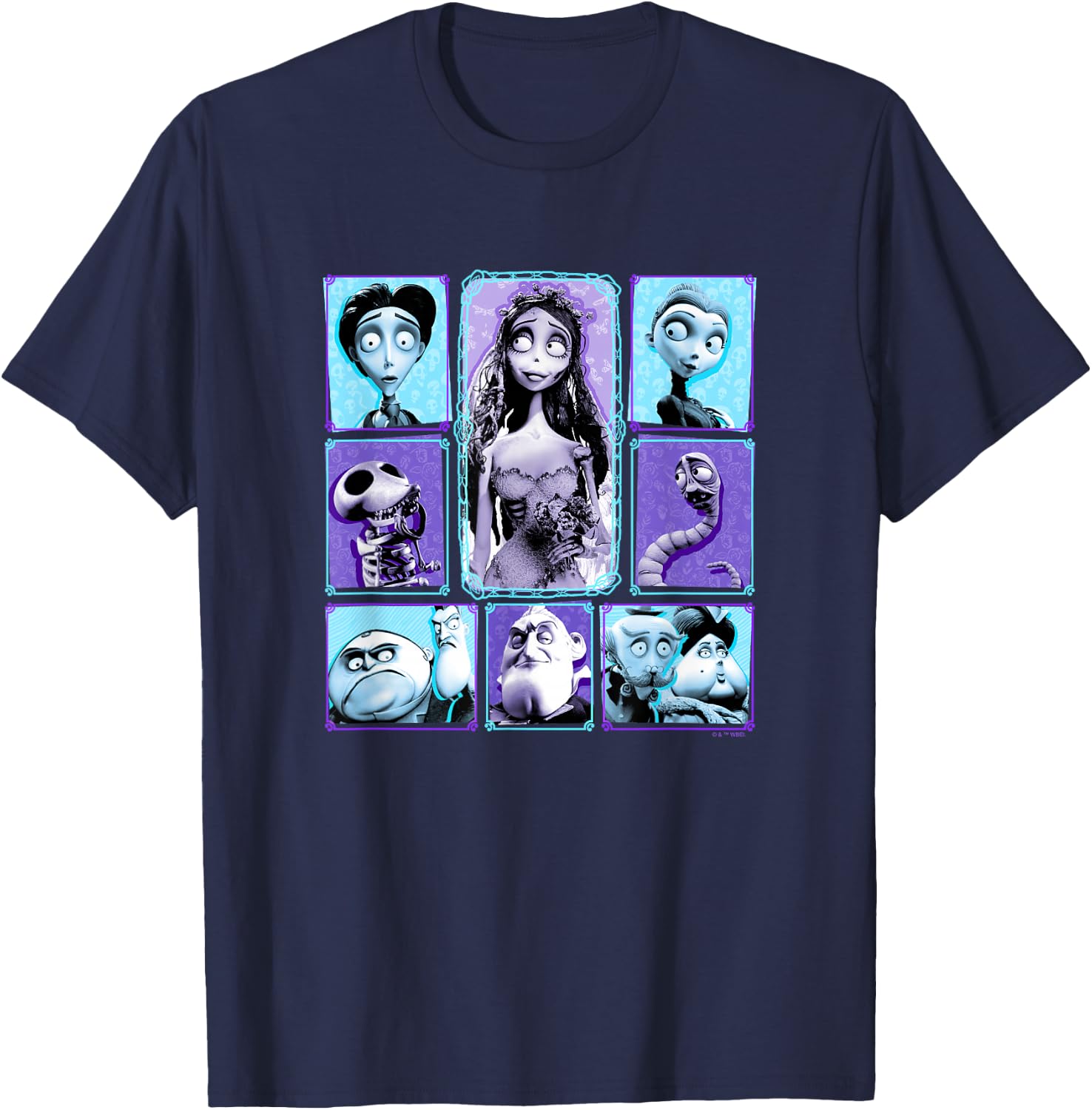 Corpse Bride Main Characters Panels Group Shot T-Shirt - T-Shirt | Navy
