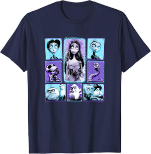 Corpse Bride Main Characters Panels Group Shot T-Shirt - T-Shirt | Navy