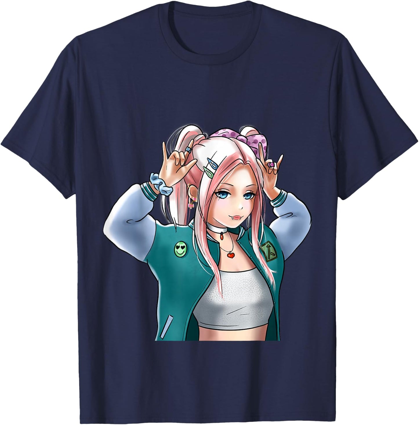 Anime Girl | Otaku Kawaii | Japanese Anime T-Shirt - T-Shirt | Navy